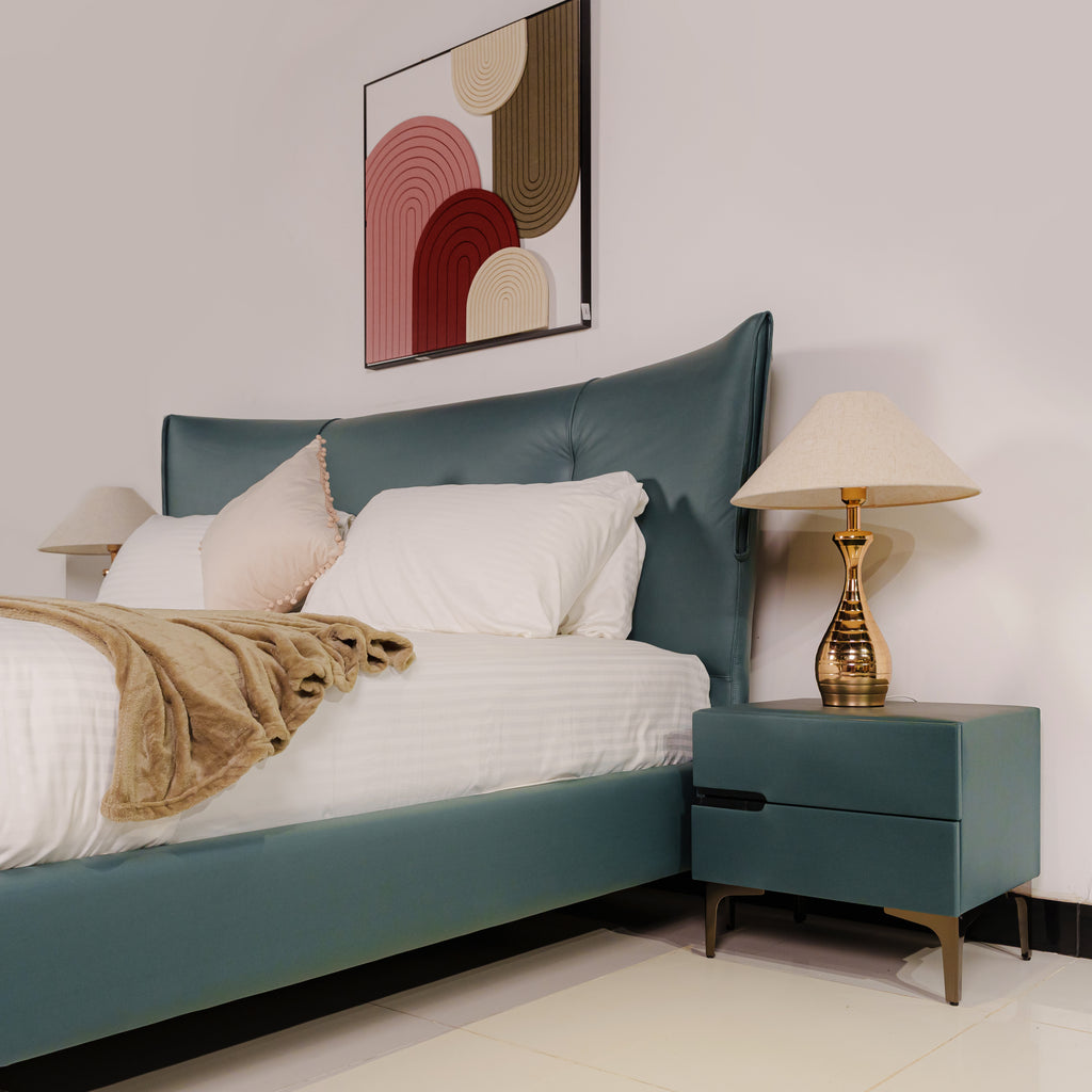 Bed Victor Storm Teal at ZHomes Furniture Pakistan. No1 Furniture Store In Pakistan