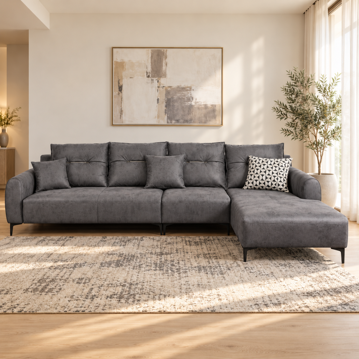 Sofa Dream L-Shape LHS Carbon Melange at ZHomes Furniture Pakistan