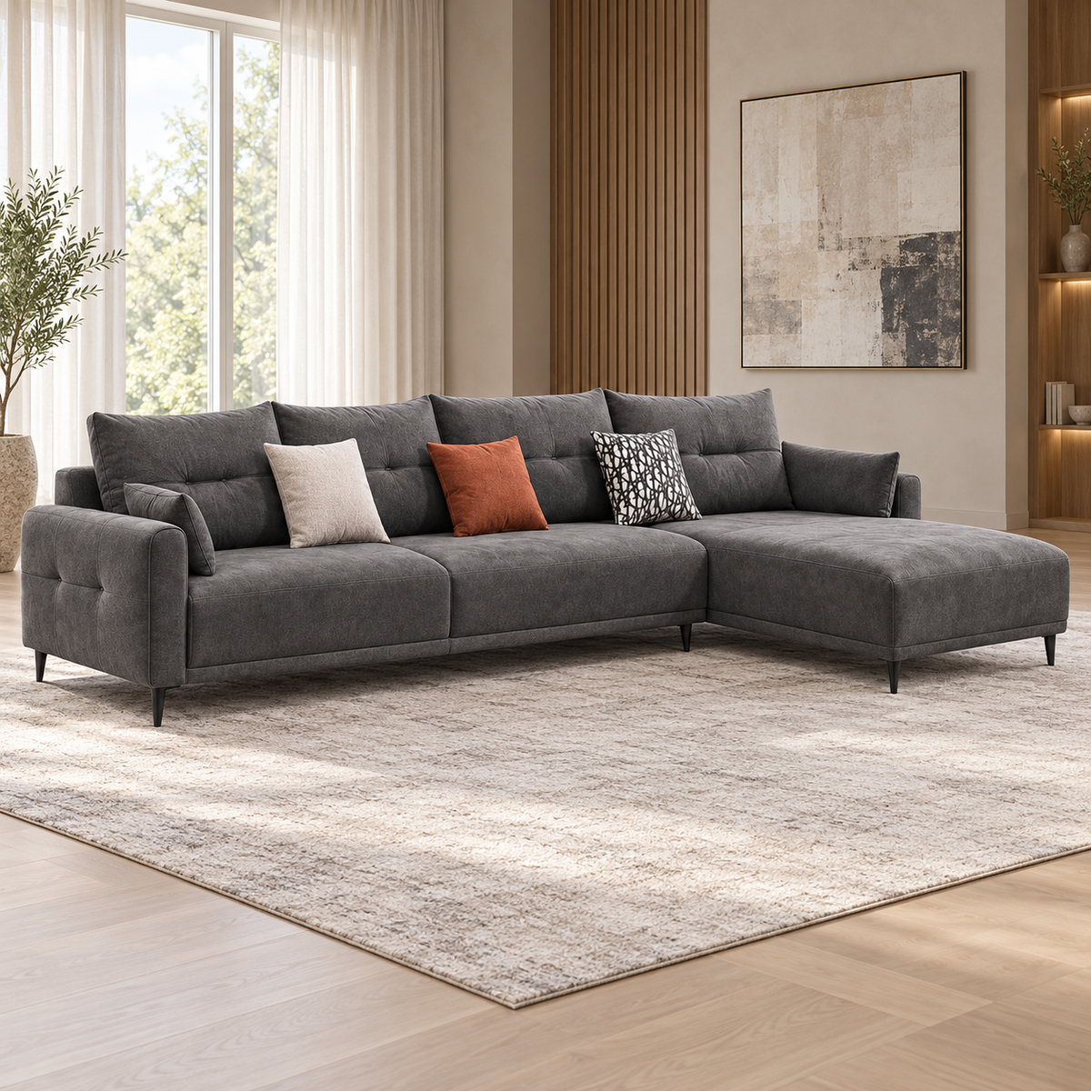 Sofa Dream L-Shape LHS Carbon Melange at ZHomes Furniture Pakistan