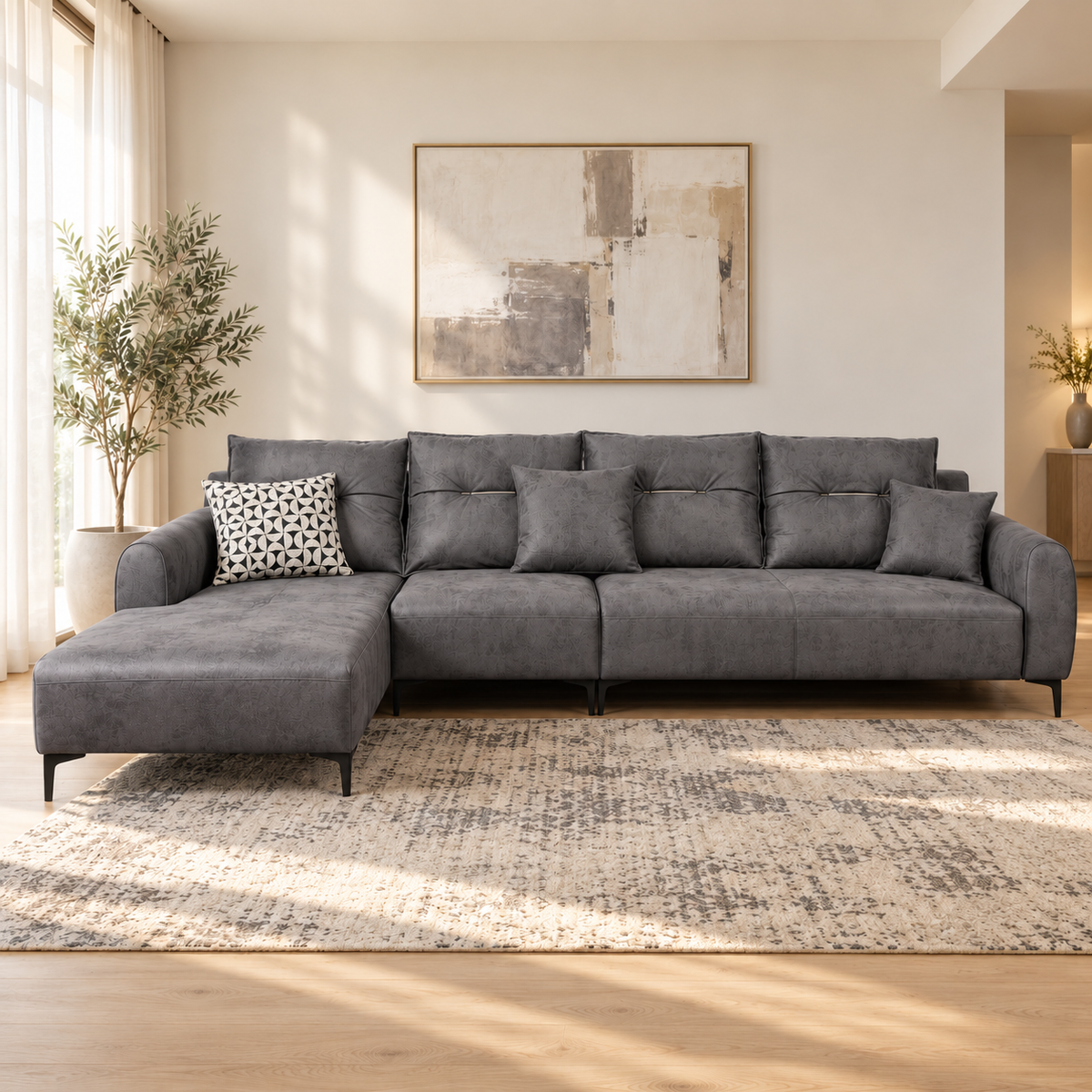 Sofa Dream L-Shape RHS Carbon Melange at ZHomes Furniture Pakistan