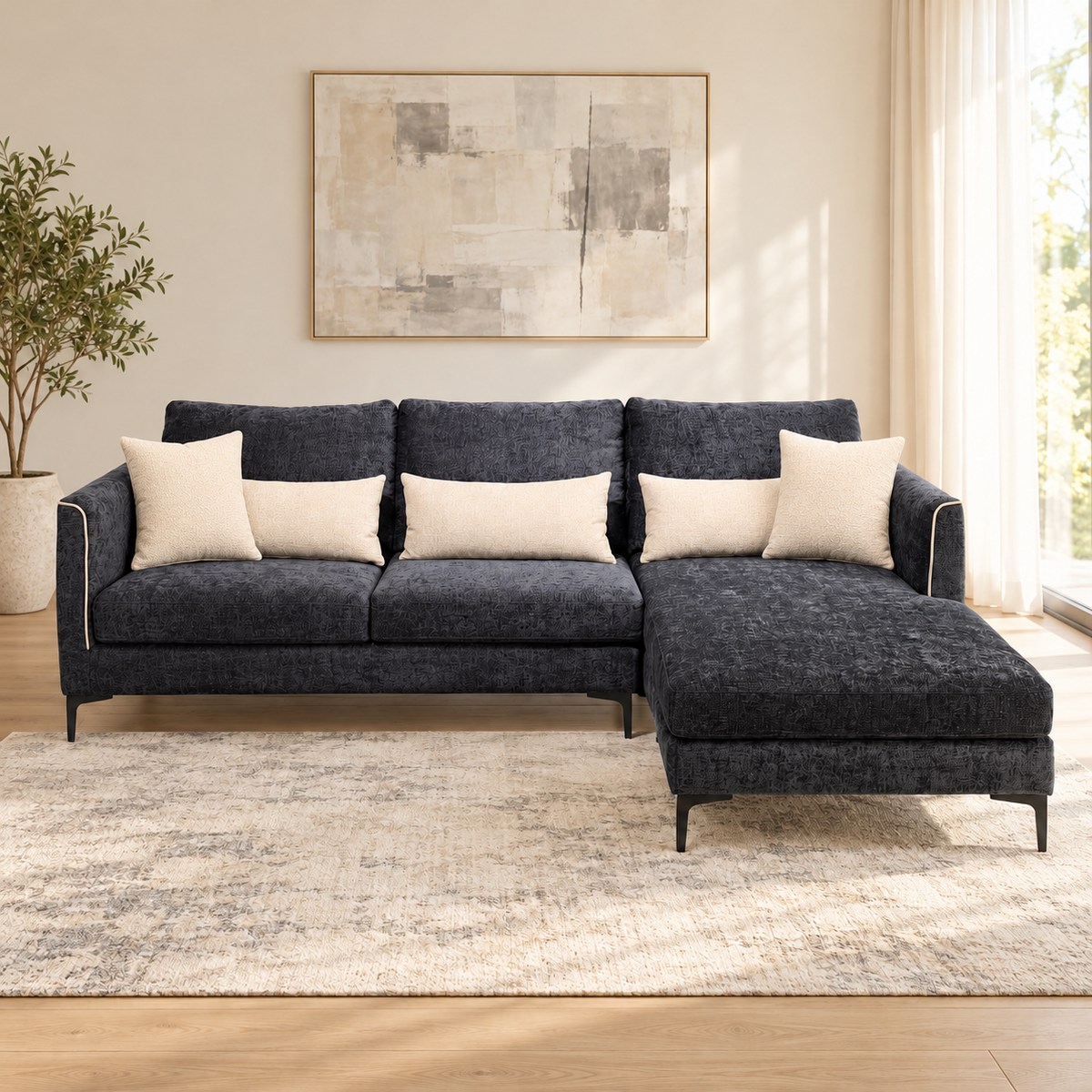 Sofa Marino L-Shape LHS Smoked Caviar at ZHomes Furniture Pakistan