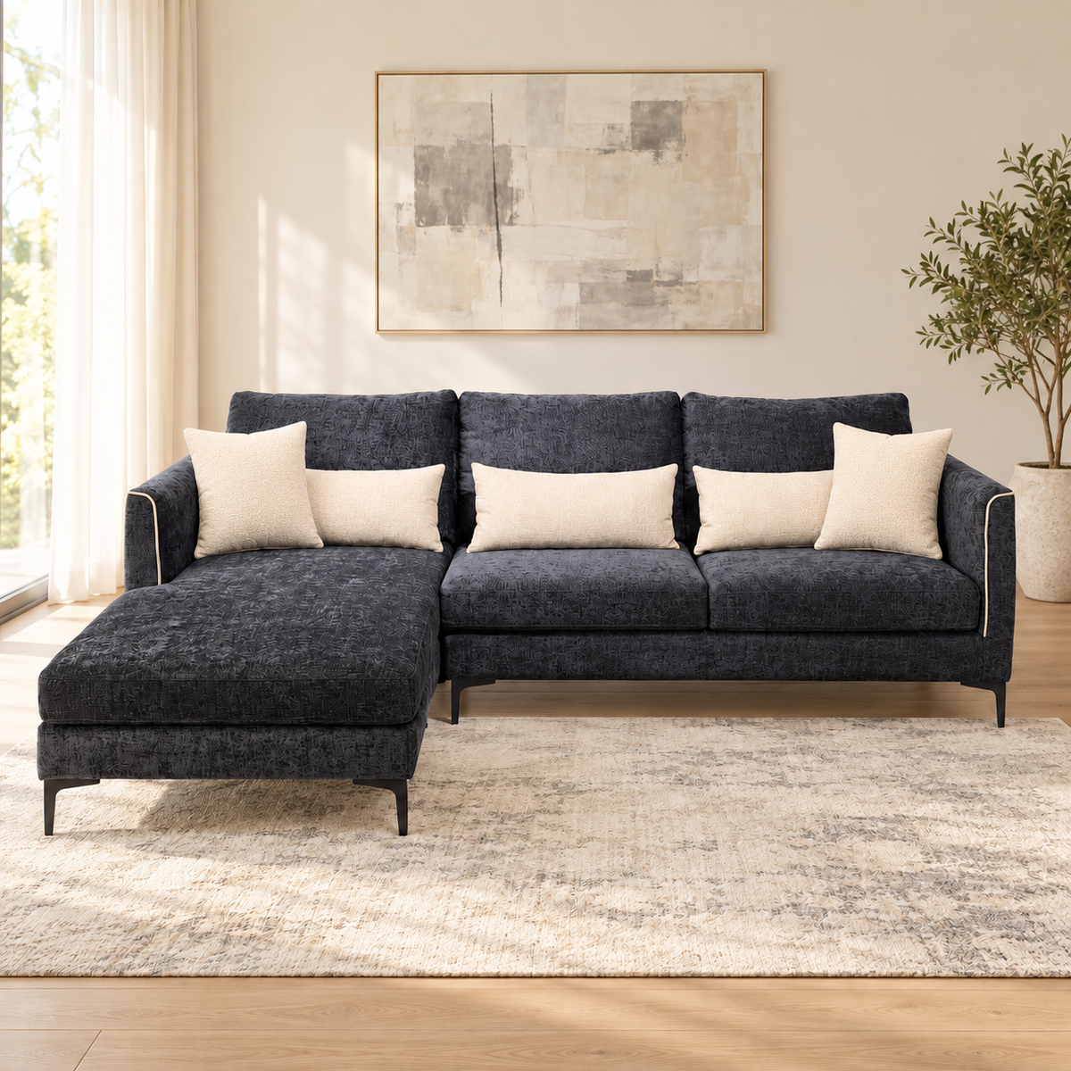 Sofa Marino L-Shape RHS Smoked Caviar at ZHomes Furniture Pakistan