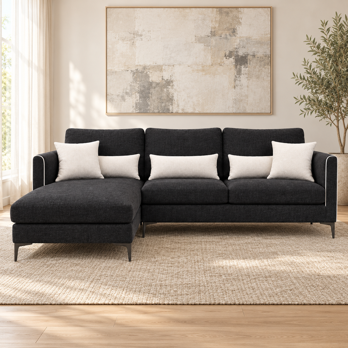 Sofa Marino L-Shape RHS Smoked Caviar at ZHomes Furniture Pakistan